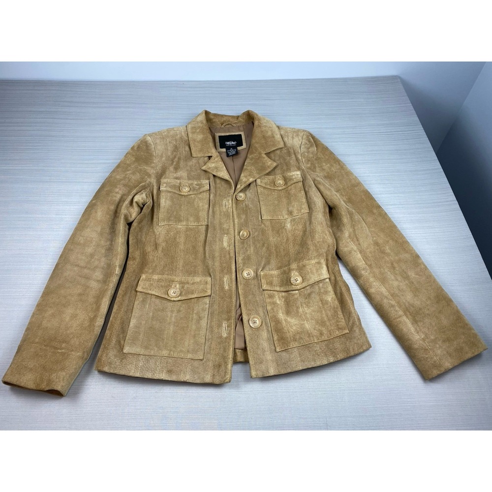 Mossimo Womens Brown Leather Long Sleeve Button Front Jacket‎ Size Medium